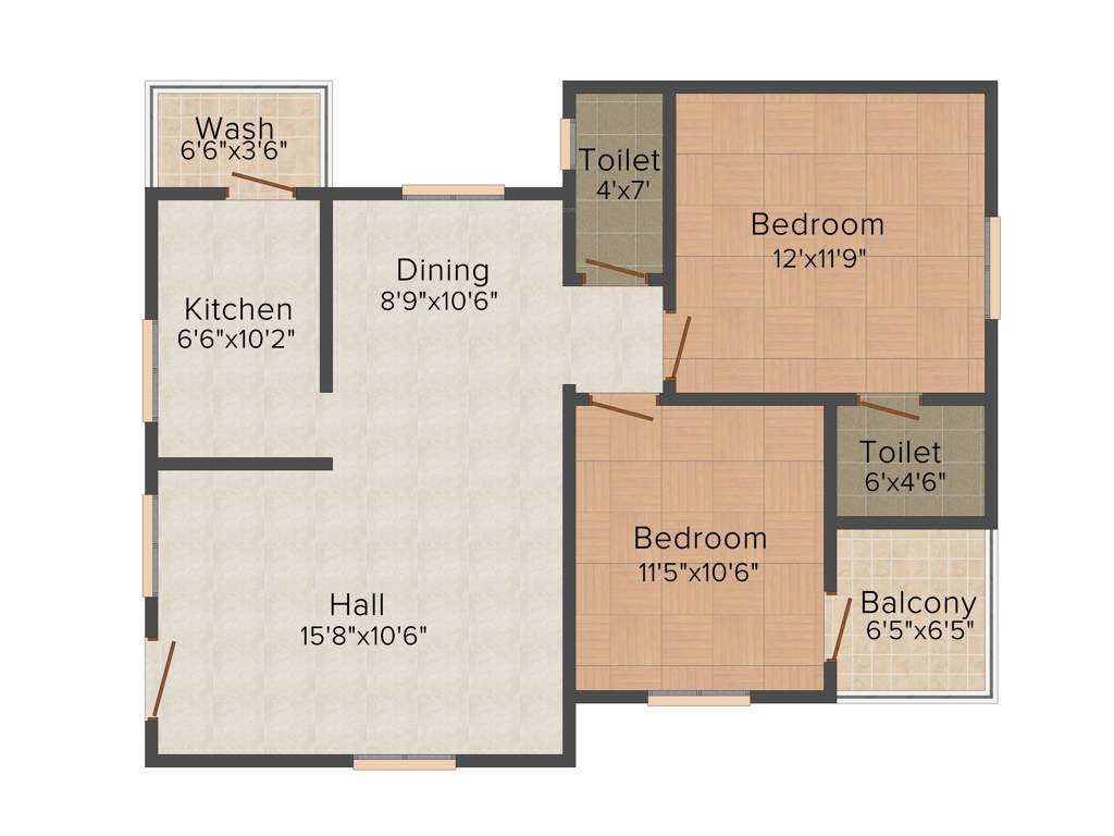 VBM Ushodaya Enclave (2BHK+2T (1,015 sq ft) 1015 sq ft)