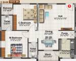 VBM Cute (2BHK+2T (1,015 sq ft)   Pooja Room 1015 sq ft)