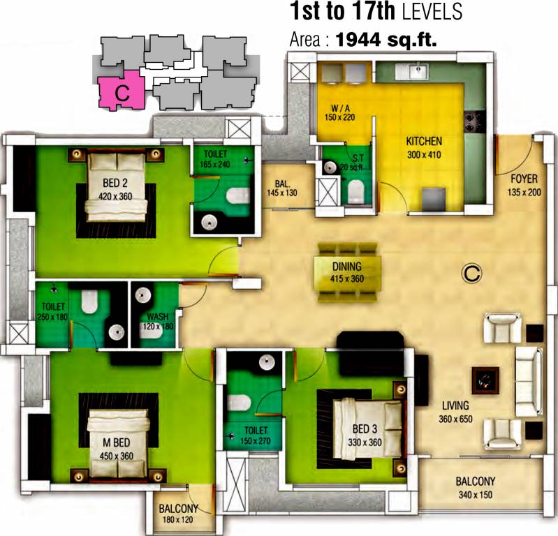 Skyline Axis (3BHK+4T (1,944 sq ft) 1944 sq ft) Skyline Axis (3BHK+4T (1,944 sq ft) 1944 sq ft)