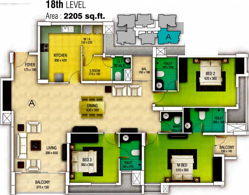 Skyline Axis (3BHK+4T (2,205 sq ft) 2205 sq ft)