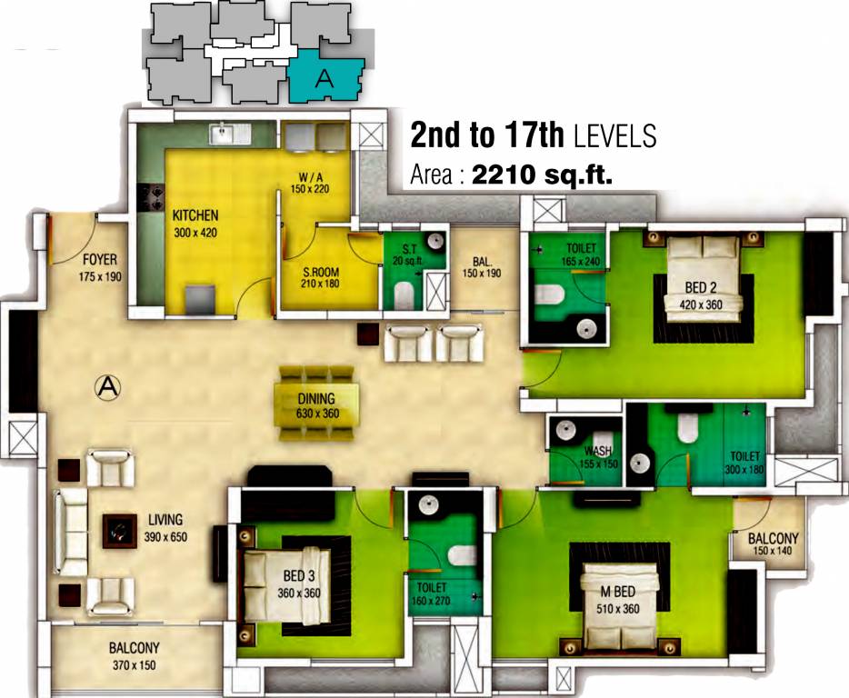 Skyline Axis (3BHK+4T (2,210 sq ft) 2210 sq ft) Skyline Axis (3BHK+4T (2,210 sq ft) 2210 sq ft)