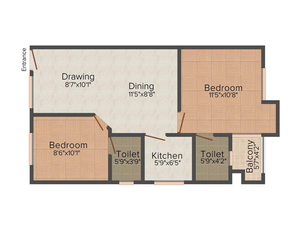 Galaxy Bridgewood (2BHK+2T (714 sq ft) 714 sq ft)