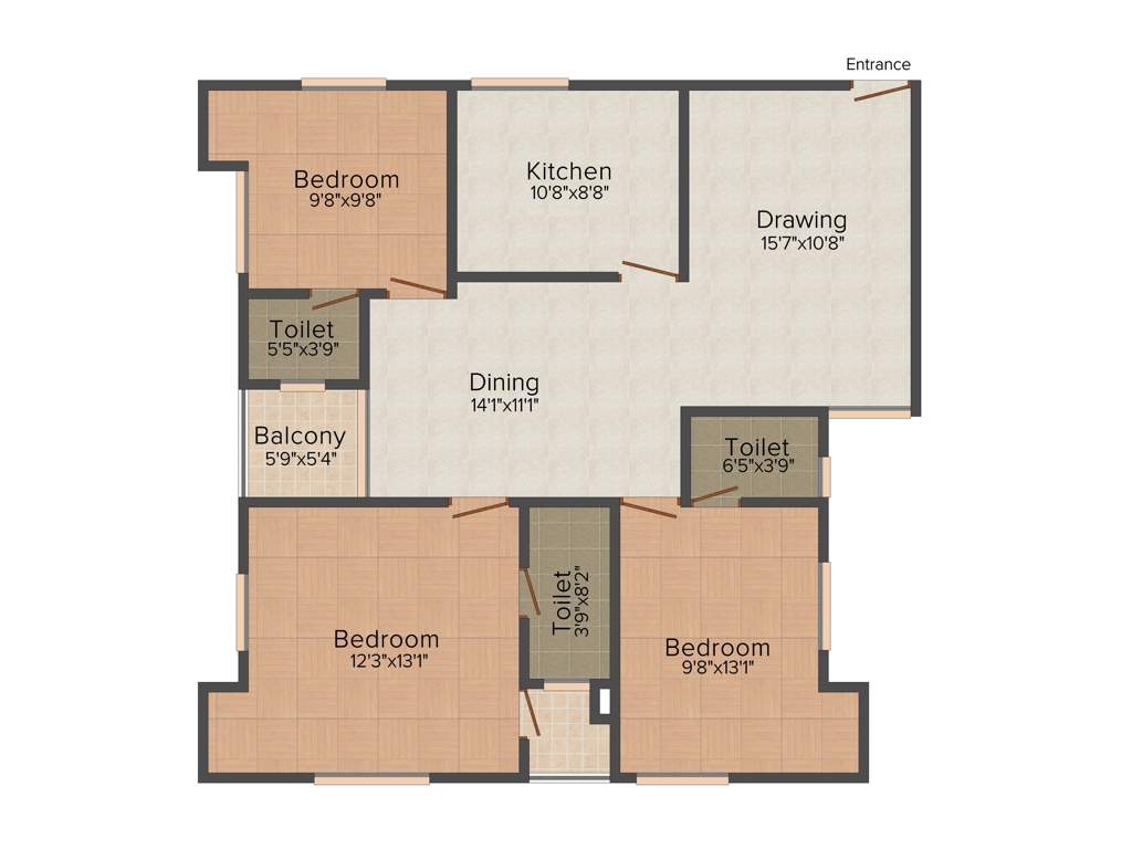 Galaxy Bridgewood (3BHK+3T (1,354 sq ft) 1354 sq ft)
