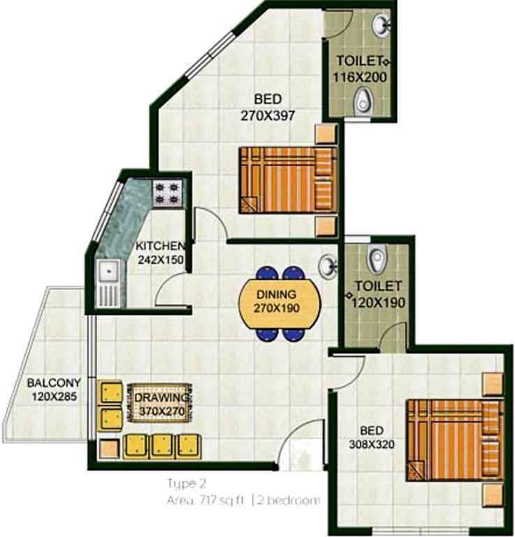 Galaxy Scarlet Park (2BHK+2T (717 sq ft) 717 sq ft) Galaxy Scarlet Park (2BHK+2T (717 sq ft) 717 sq ft)