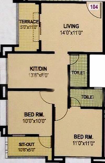 GNM Group Saptagiri Apartments (2BHK+2T (879 sq ft) 879 sq ft)