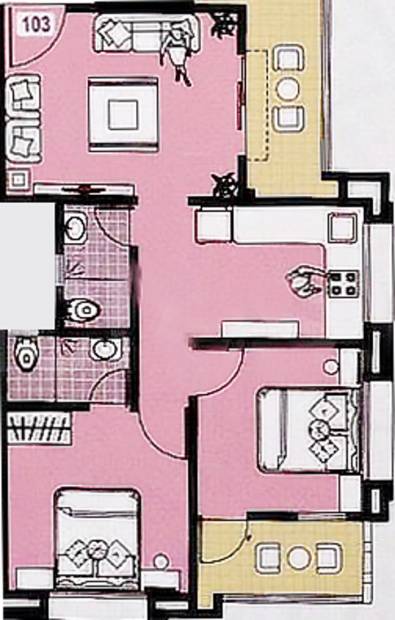 GNM Group Saptagiri Apartments (2BHK+2T (935 sq ft) 935 sq ft)