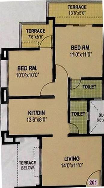 GNM Group Saptagiri Apartments (2BHK+2T (868 sq ft) 868 sq ft)