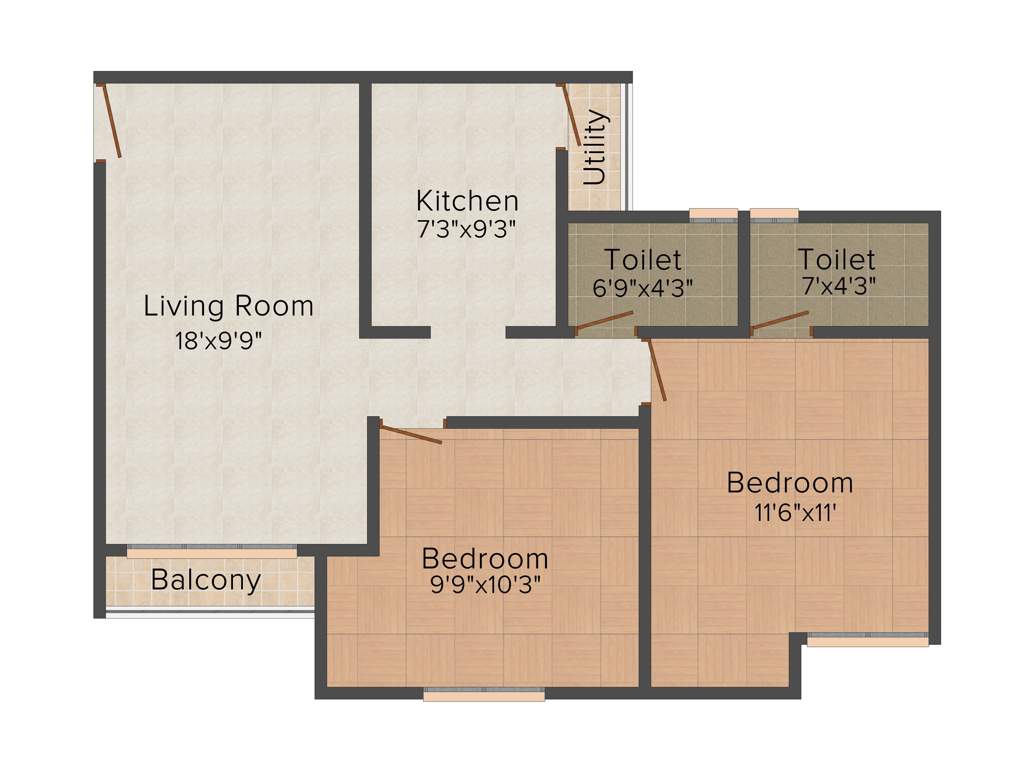 Axis La Promenade (2BHK+2T (895 sq ft) 895 sq ft)