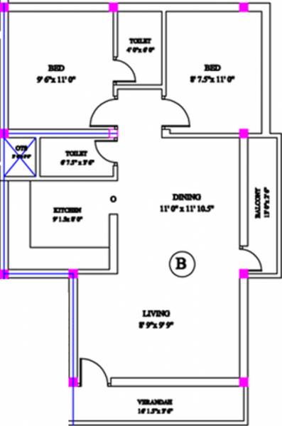 DGP Builders BJ Homes (2BHK+2T (1,005 sq ft) 1005 sq ft)