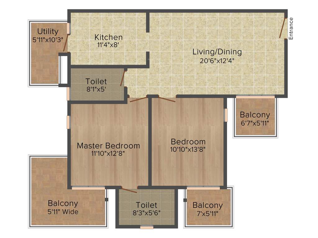 Godrej 101 (2BHK+2T (1,383 sq ft) 1383 sq ft)