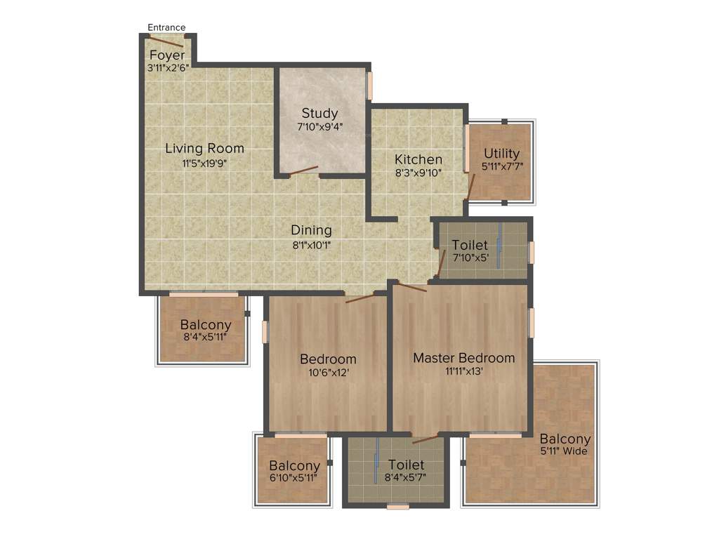 Godrej 101 (2BHK+2T (1,572 sq ft)   Study Room 1572 sq ft)