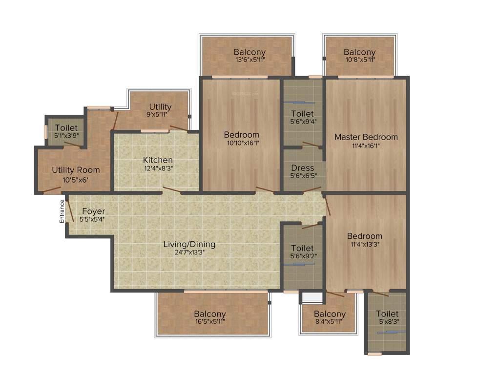 Godrej 101 (3BHK+3T (2,262 sq ft) + Servant Room 2262 sq ft)