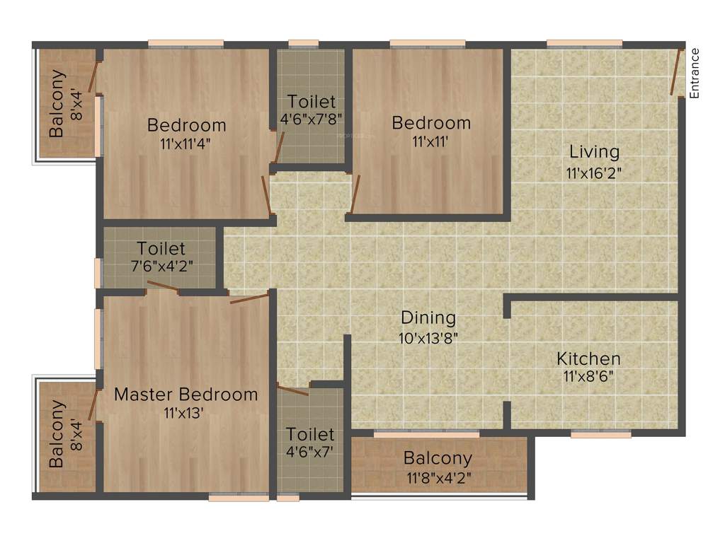 Kumari Woods And Winds (3BHK+3T (1,540 sq ft) 1540 sq ft)