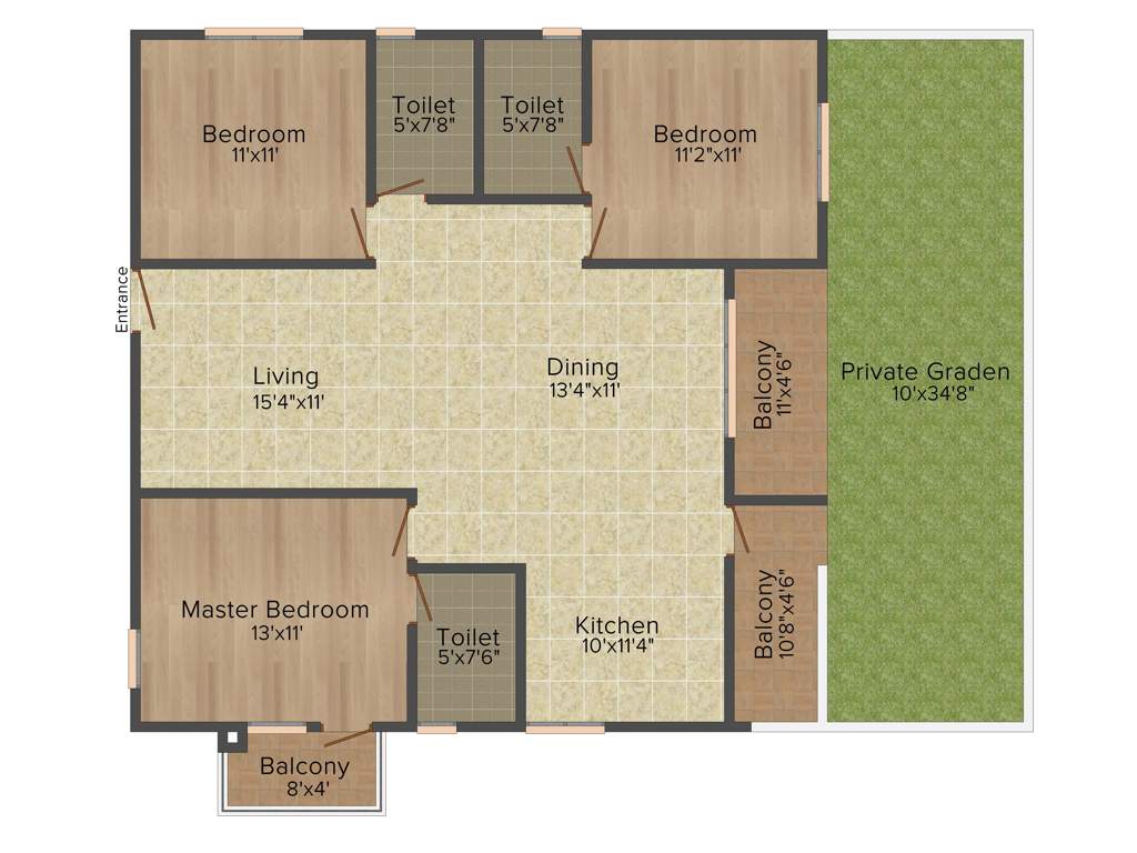 Kumari Woods And Winds (3BHK+3T (1,585 sq ft) 1585 sq ft)