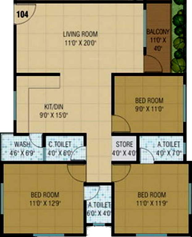 Sun Sunday Lagoon (3BHK+3T (1,638 sq ft) 1638 sq ft)