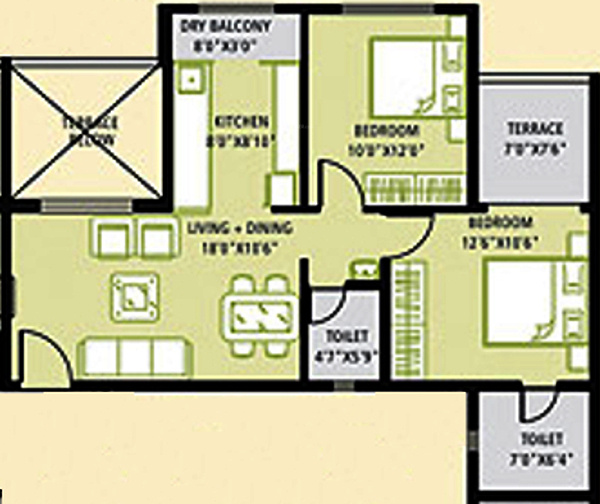 Vastushodh Urbangram (2BHK+2T (865 sq ft) 865 sq ft)