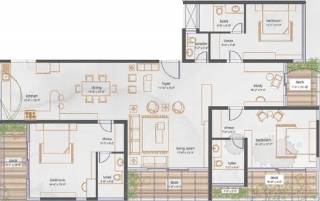Floor Plan (3BHK+3T (3,800 sq ft) + Study Room 3800 sq ft) White Lotus Lifescapes Aravindaksa Floor Plan (3BHK+3T (3,800 sq ft) + Study Room 3800 sq ft)