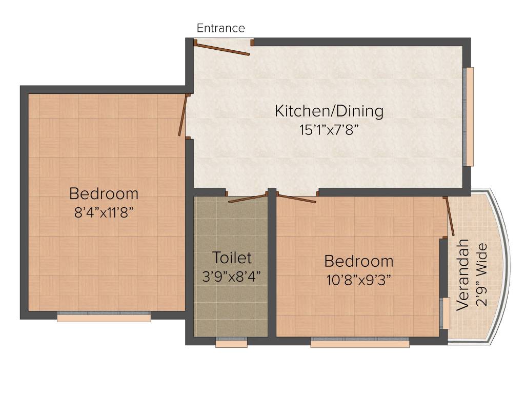 Sonu Abasan (2BHK+2T (524 sq ft) 524 sq ft)
