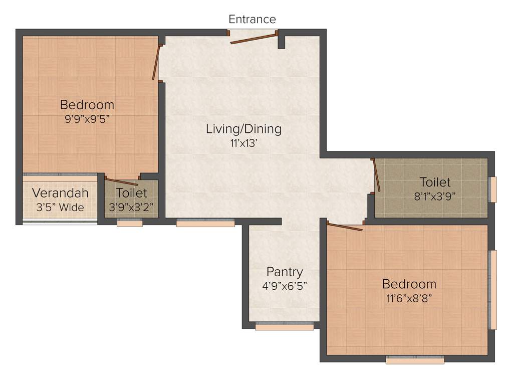 Sonu Abasan (2BHK+2T (668 sq ft) 668 sq ft)