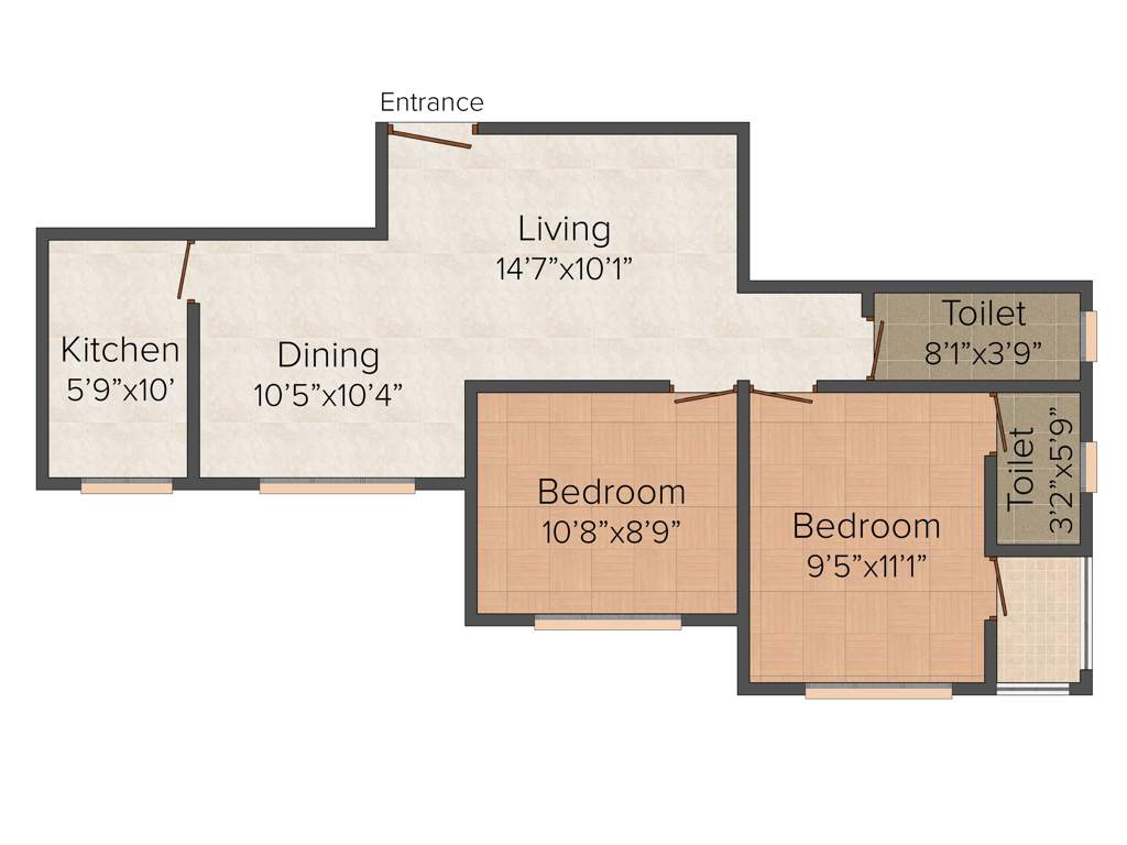 Sonu Abasan (2BHK+2T (866 sq ft) 866 sq ft)