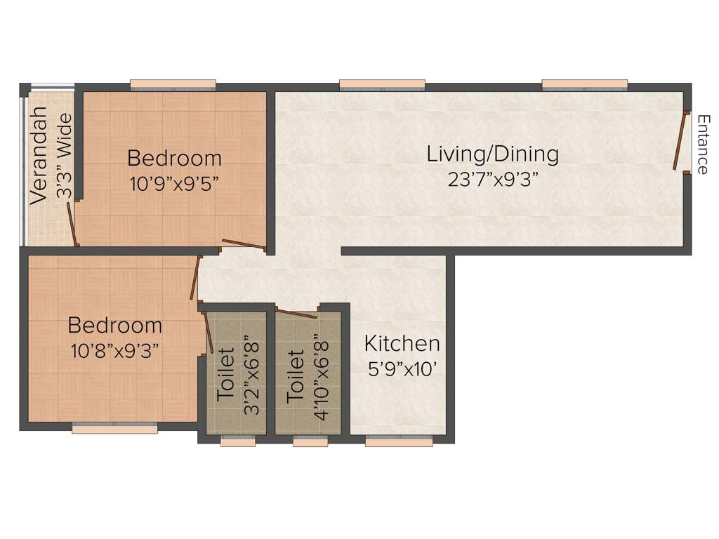 Sonu Abasan (2BHK+2T (886 sq ft) 886 sq ft)
