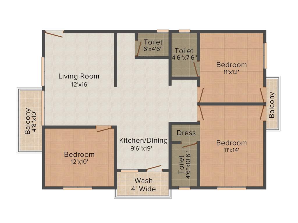 Everest Experia (3BHK+3T (1,725 sq ft) 1725 sq ft)