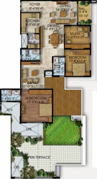 Mahaveer Ranches (2BHK+3T (1,635 sq ft)   Study Room 1635 sq ft)