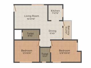 AR SM Tranquil (2BHK+2T (1,002 sq ft) 1002 sq ft)