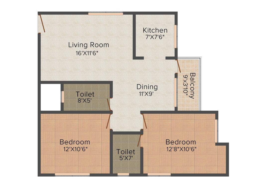 AR SM Tranquil (2BHK+2T (1,002 sq ft) 1002 sq ft)