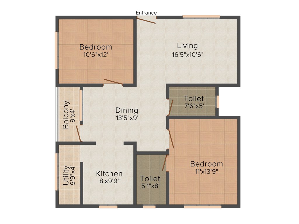 AR SM Tranquil (2BHK+2T (1,130 sq ft) 1130 sq ft)