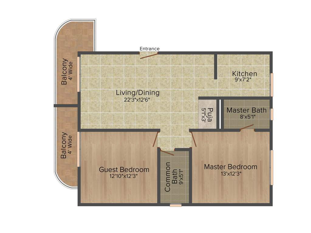 Adithi Bliss (2BHK+2T (1,185 sq ft)   Pooja Room 1185 sq ft)