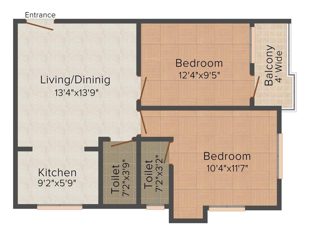 Cancun Orange Nest (2BHK+2T (881 sq ft) 881 sq ft)