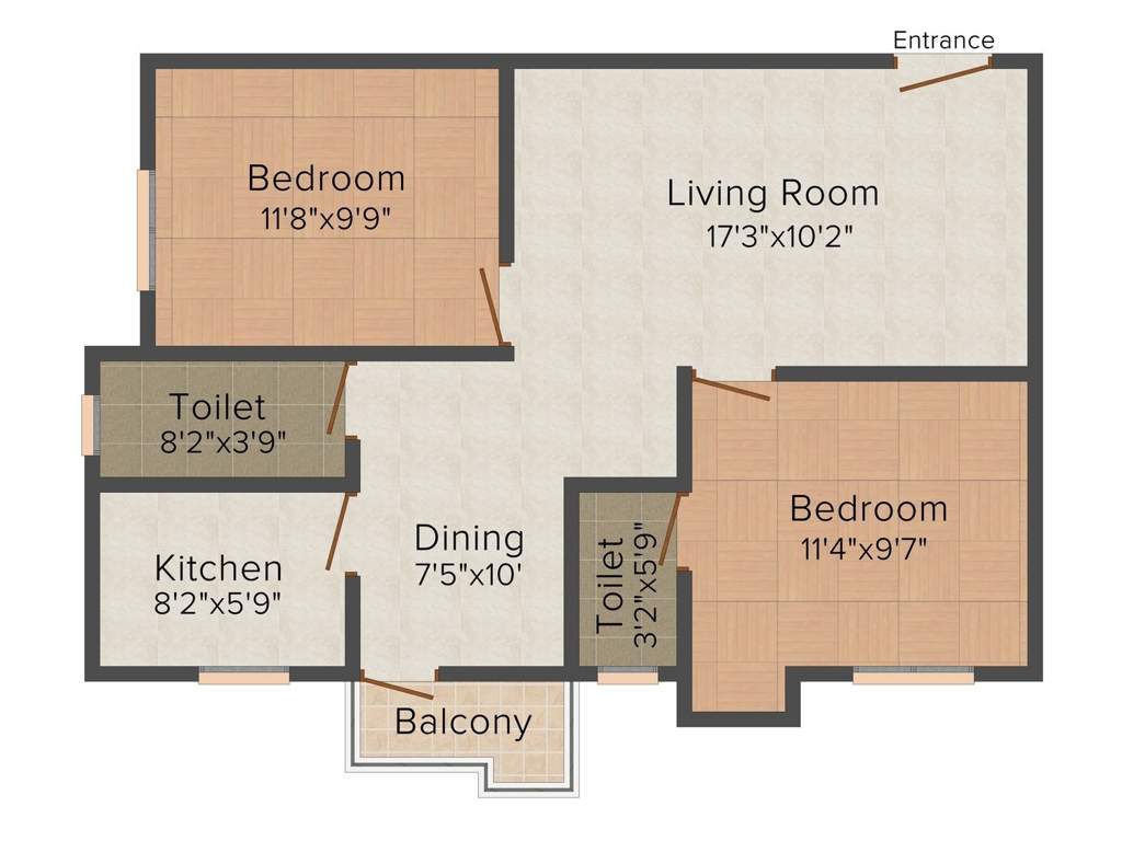 Cancun Orange Nest (2BHK+2T (940 sq ft) 940 sq ft)