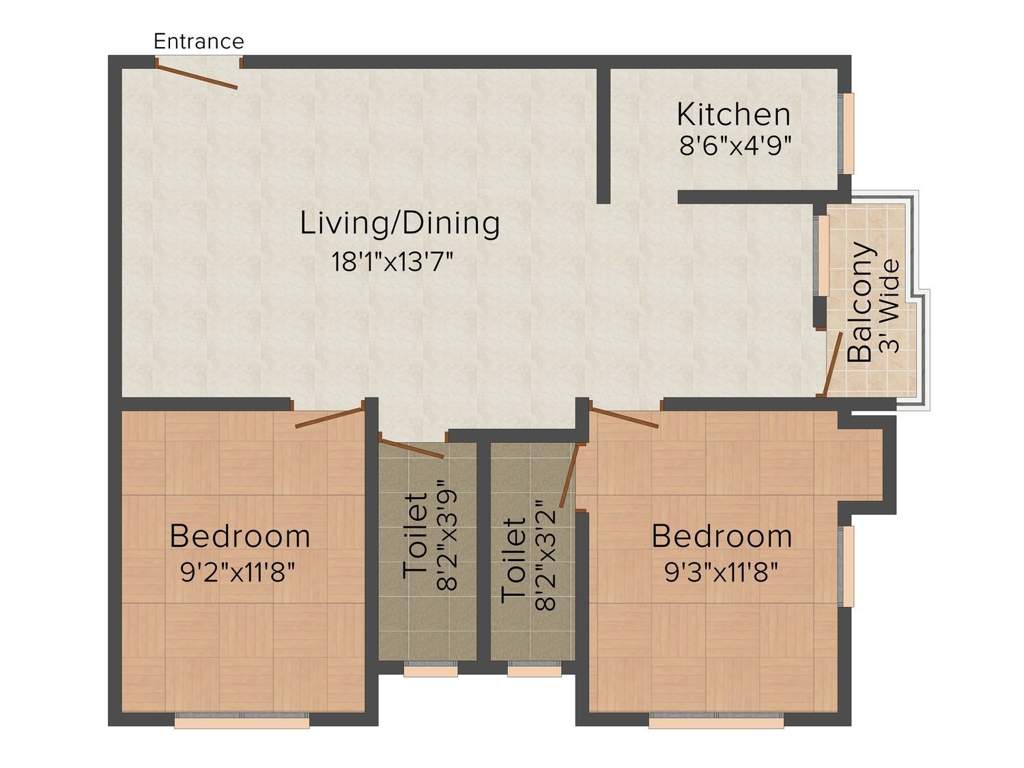 Cancun Orange Nest (2BHK+2T (951 sq ft) 951 sq ft)
