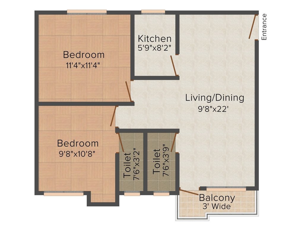 Cancun Orange Nest (2BHK+2T (984 sq ft) 984 sq ft)