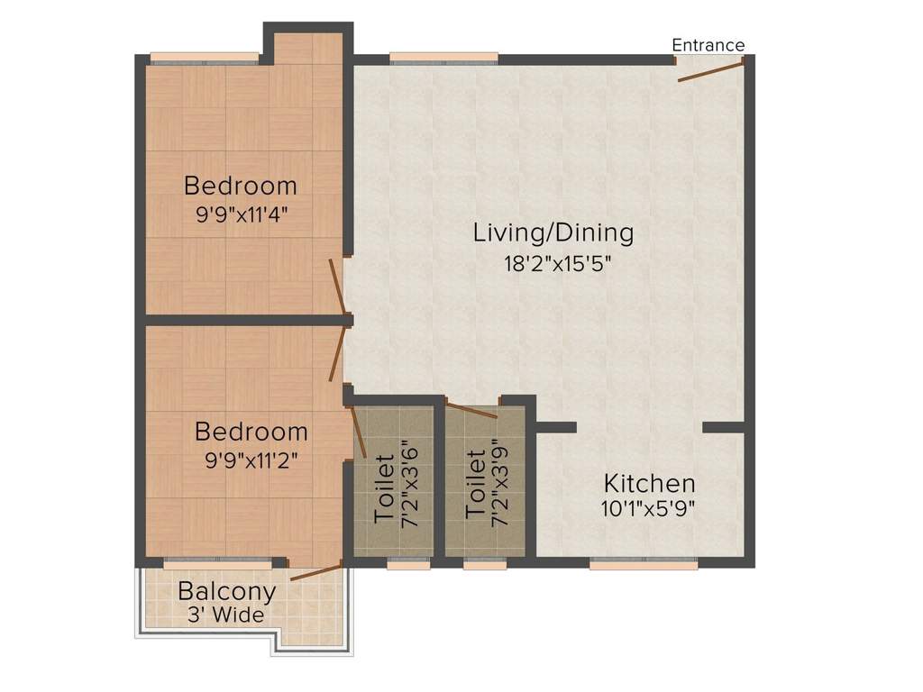 Cancun Orange Nest (2BHK+2T (1,040 sq ft) 1040 sq ft)