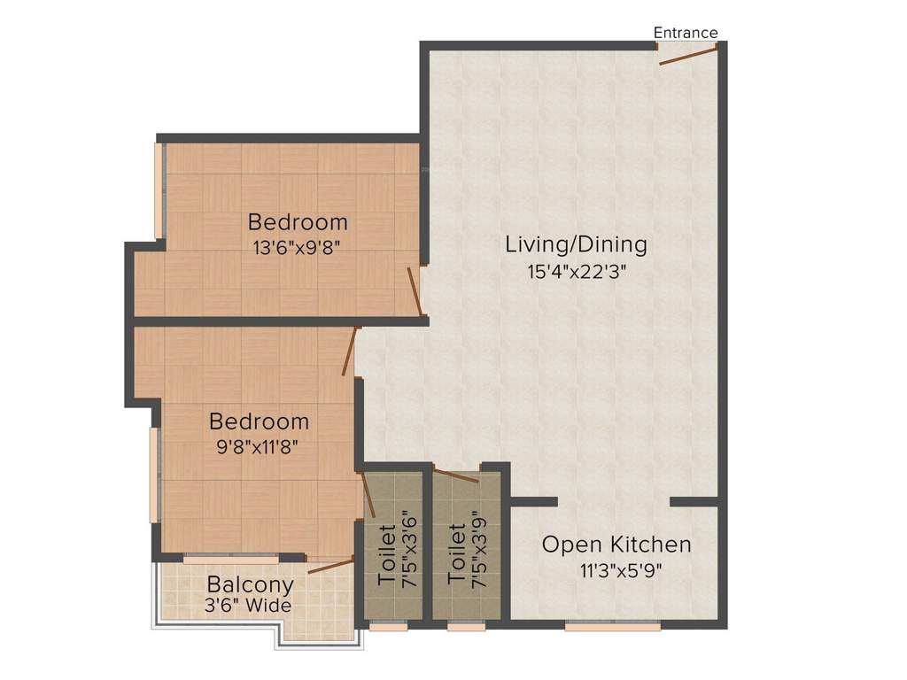 Cancun Orange Nest (2BHK+2T (1,214 sq ft) 1214 sq ft)