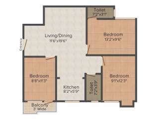 Cancun Orange Nest (3BHK+2T (1,135 sq ft) 1135 sq ft) Cancun Orange Nest (3BHK+2T (1,135 sq ft) 1135 sq ft)