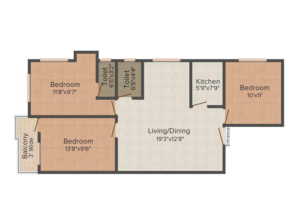 Cancun Orange Nest (3BHK+2T (1,226 sq ft) 1226 sq ft)