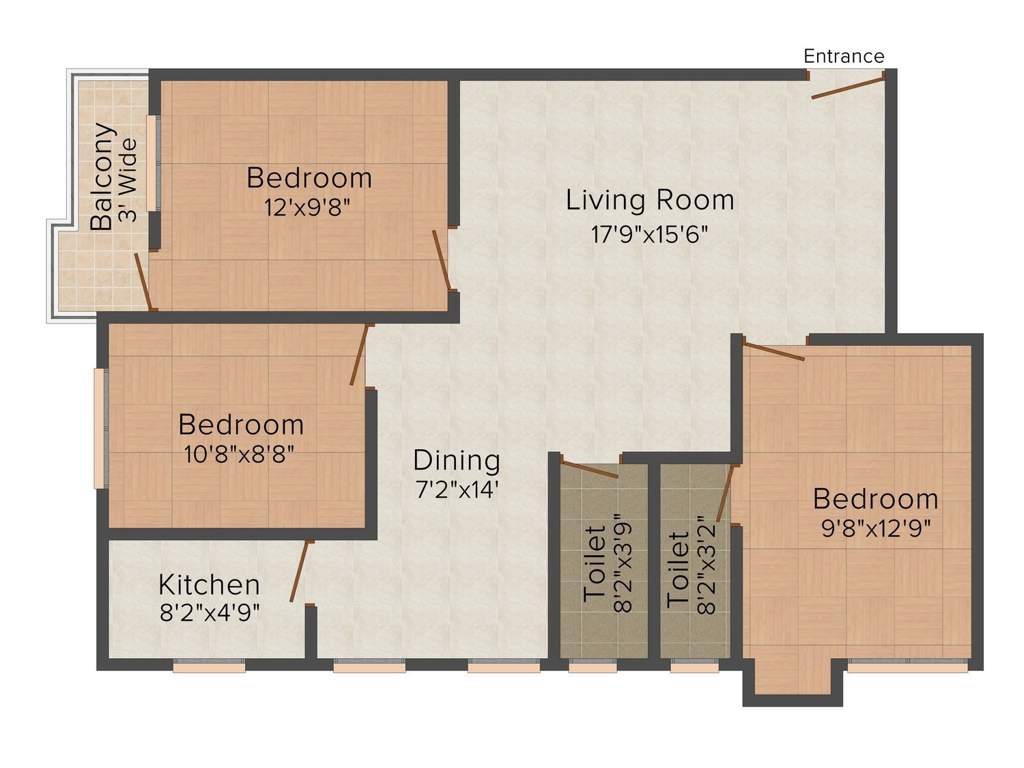 Cancun Orange Nest (3BHK+2T (1,262 sq ft) 1262 sq ft)