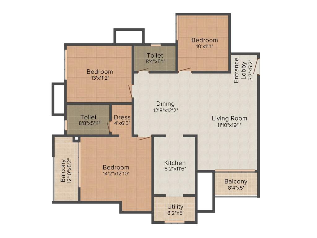 Salarpuria Sattva Senorita (3BHK+3T (1,582 sq ft) 1582 sq ft)