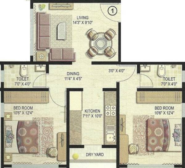 Akshay Sai Astha (2BHK+2T (1,300 sq ft) 1300 sq ft)