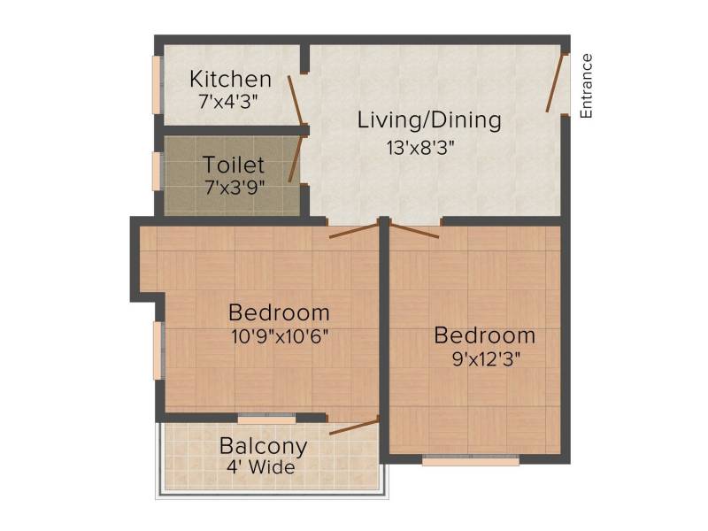 Swasti Aryasree Apartment (2BHK+1T (670 sq ft) 670 sq ft)