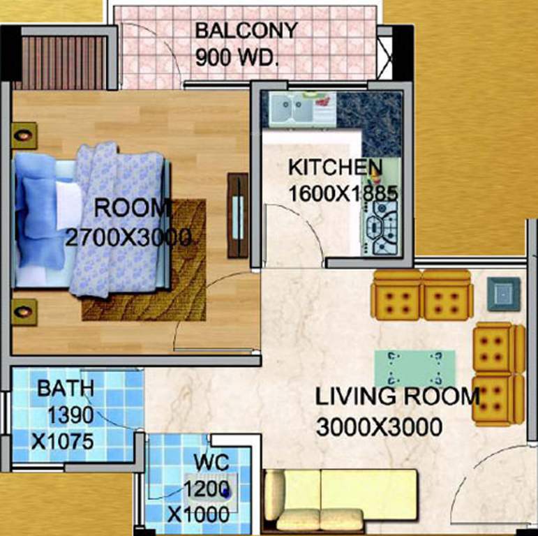 UPAVP Gulmohar Enclave (1BHK+1T (366 sq ft) 366 sq ft)