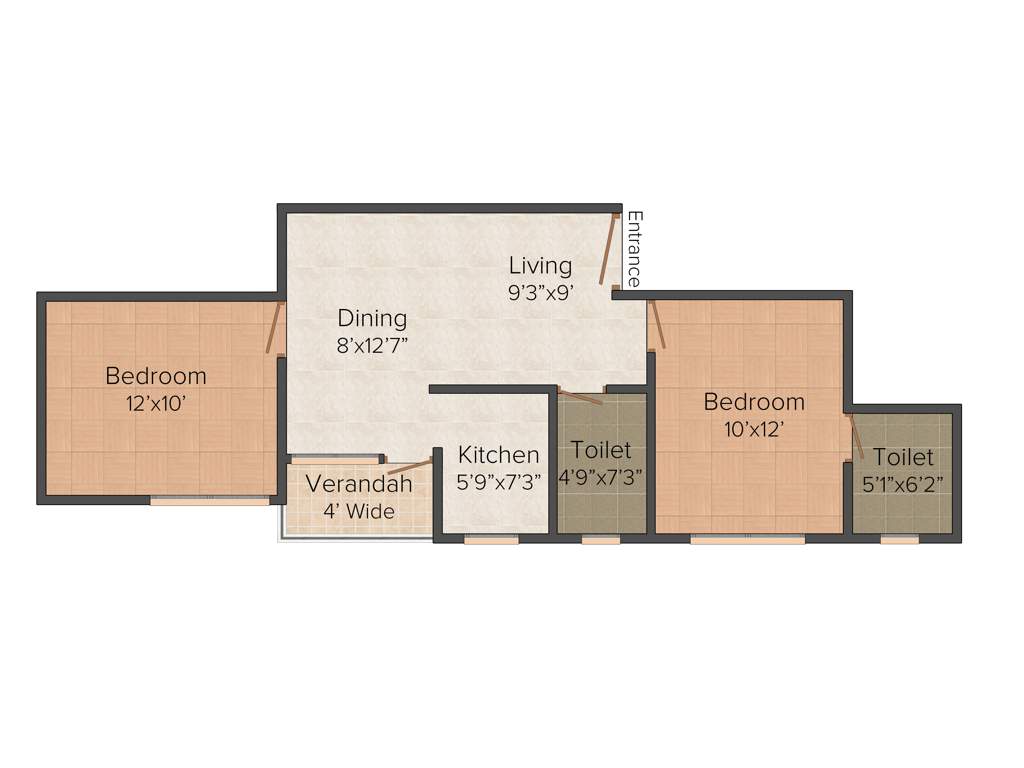 Loharuka Green Chinar (2BHK+2T (833 sq ft) 833 sq ft)