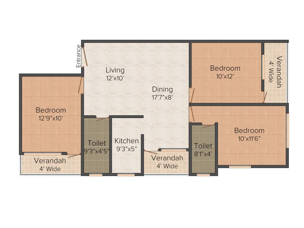 Loharuka Green Chinar (3BHK+2T (1,244 sq ft) 1244 sq ft)