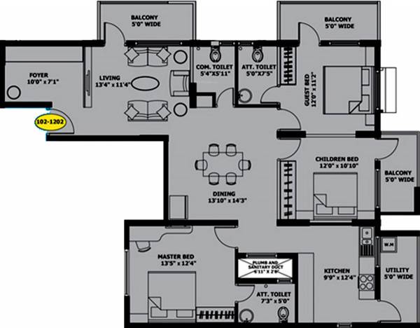 GB Group Sai Palace (3BHK+3T (1,845 sq ft) 1845 sq ft)