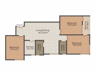 Aatreyee Toshanee (3BHK+2T (1,157 sq ft) 1157 sq ft)