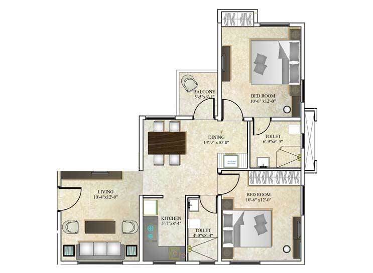 DTC Southern Heights (2BHK+2T (940 sq ft) 940 sq ft) DTC Southern Heights (2BHK+2T (940 sq ft) 940 sq ft)