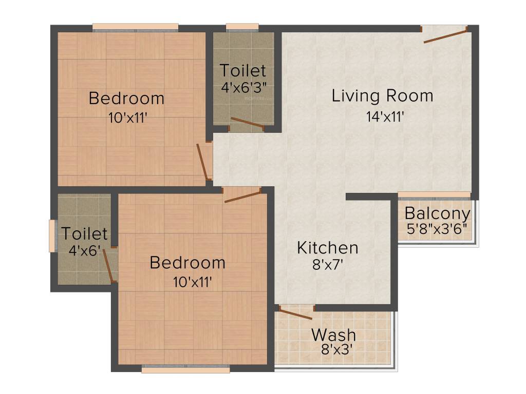 Sarva Residency 1 (2BHK+2T (850 sq ft) 850 sq ft)